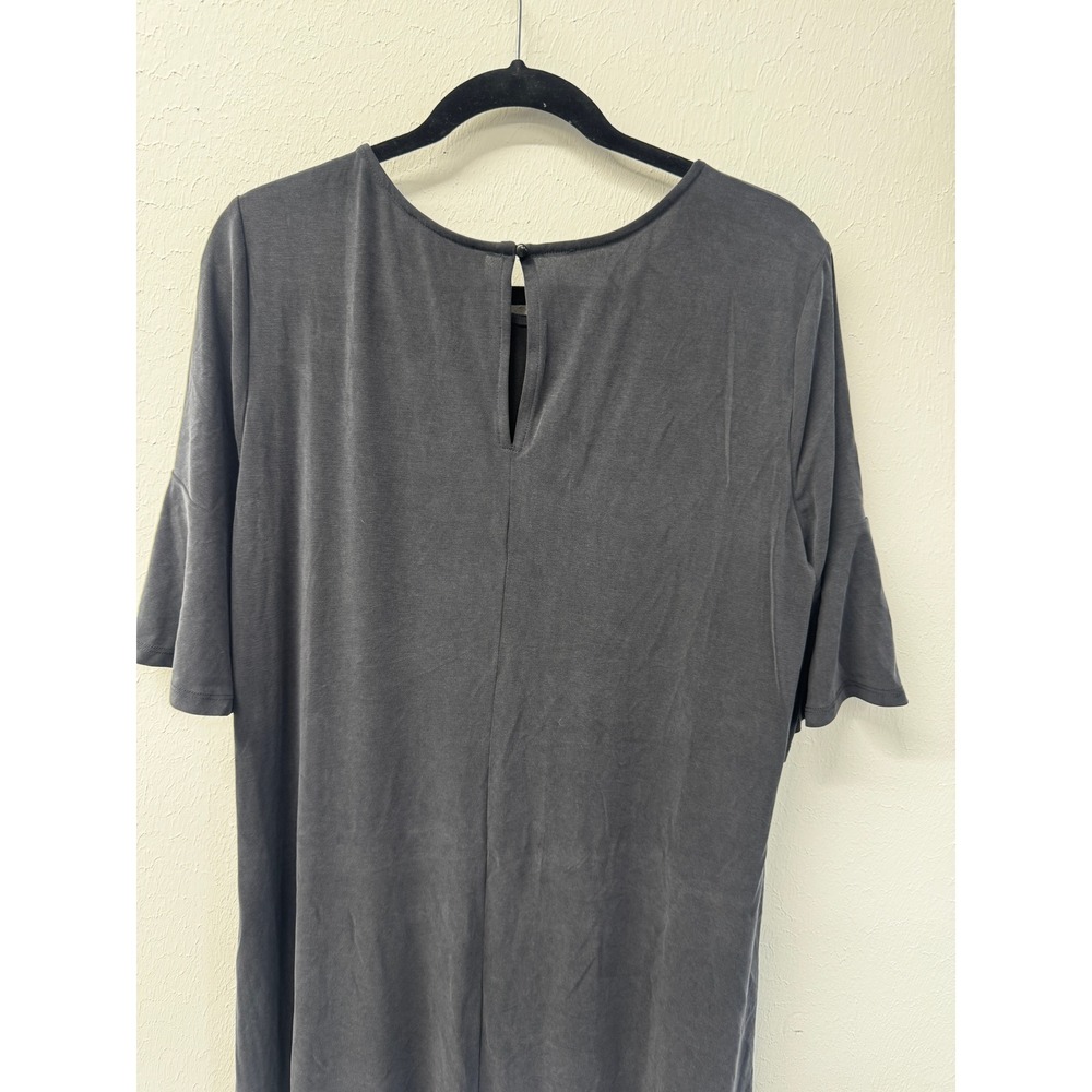 Anthropologie Gray Ruffle Hem T-Shirt Swing Dress Soft Modal Travel XL - Picture 7 of 10